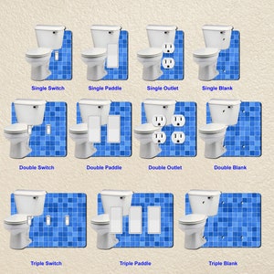 Toilet Bowl Bathroom Wall Plate Switch Paddle Electric Outlet Rocker Switchplates Cover 1 2 3 Gang Wallplates