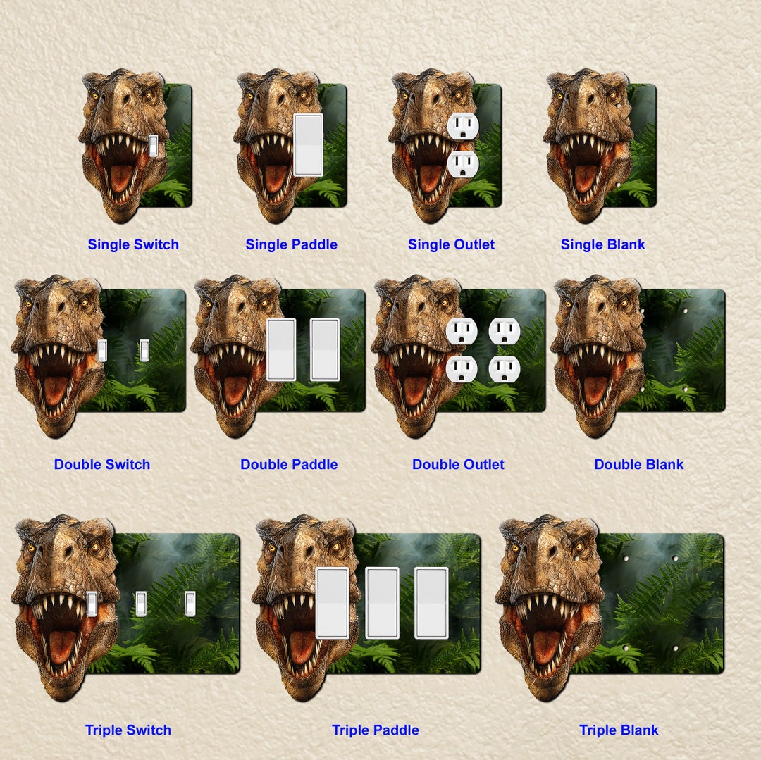 T-rex Dinosaur Wall Plate Switch Paddle Outlet Rocker Switchplates ...