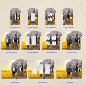 Elephant Nature Wall Plate Switch Paddle Electric Outlet Rocker Switchplates Cover 1 2 3 Gang Wallplates
