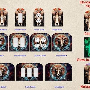 Aries Zodiac Wall Plate Switch Paddle Electric Outlet Rocker Cover 1 2 3 Gang Wallplates ~ Glow in the Dark ~ Holographic