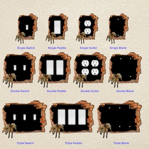 Scary Tarantula Spider Hole in the Wall Plate Switch Paddle Electric Outlet Rocker Switchplates Cover 1 2 3 Gang Wallplates