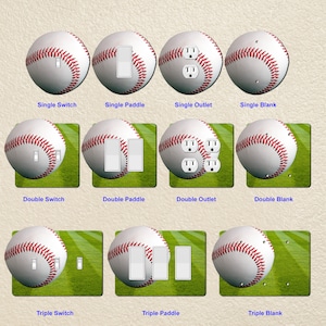Baseball Wall Plate Switch Paddle Electric Outlet Rocker Switchplates Cover 1 2 3 Gang Wallplates