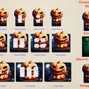 Scary Pumpkin Wall Plate Switch Paddle Electric Outlet Rocker Cover 1 2 3 Gang Wallplates ~ Glow in the Dark ~ Holographic