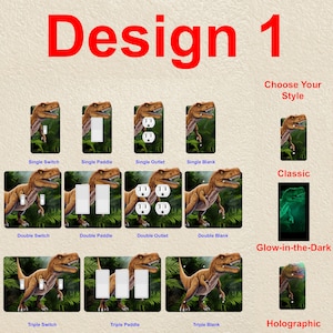 Dinosaurs Wall Plate Switch Paddle Electric Outlet Rocker Cover 1 2 3 Gang Wallplates ~ Glow in the Dark ~ Holographic