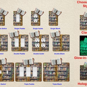 Gothic Library Wall Plate Switch Paddle Electric Outlet Rocker Cover 1 2 3 Gang Wallplates ~ Glow in the Dark ~ Holographic