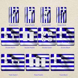 Greek Flag Wall Plate Switch Paddle Electric Outlet Rocker Switchplates Cover 1 2 3 Gang Wallplates