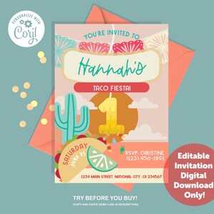 Fiesta | Taco Tuesday | Digital Instant Download Invitation | Edit With Corjl Print Yourself