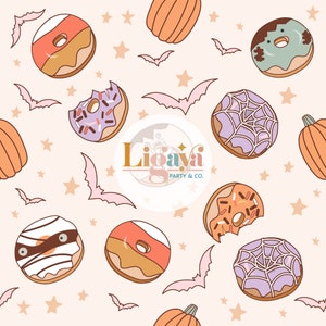 Spooky Halloween Donuts Seamless Swatch Repeat Pattern Print for Commercial Use  for Fabric Sublimation