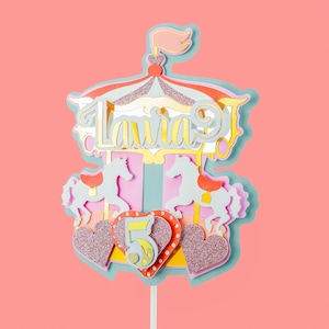 Download instantâneo de topo de bolo carrossel SVG | Feira | Arquivo de corte para festa de aniversário de carnaval | Cricut