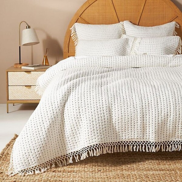 Boho Bedspreads White Etsy