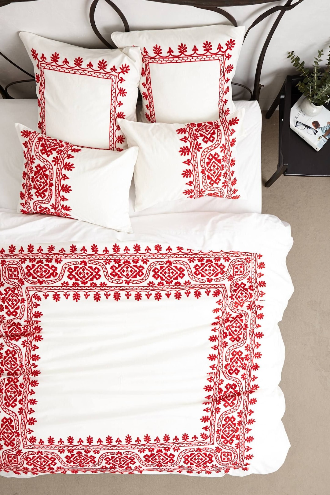 3 Pc Embroidered Cotton Duvet Cover Set Queen Duvet Cover Etsy