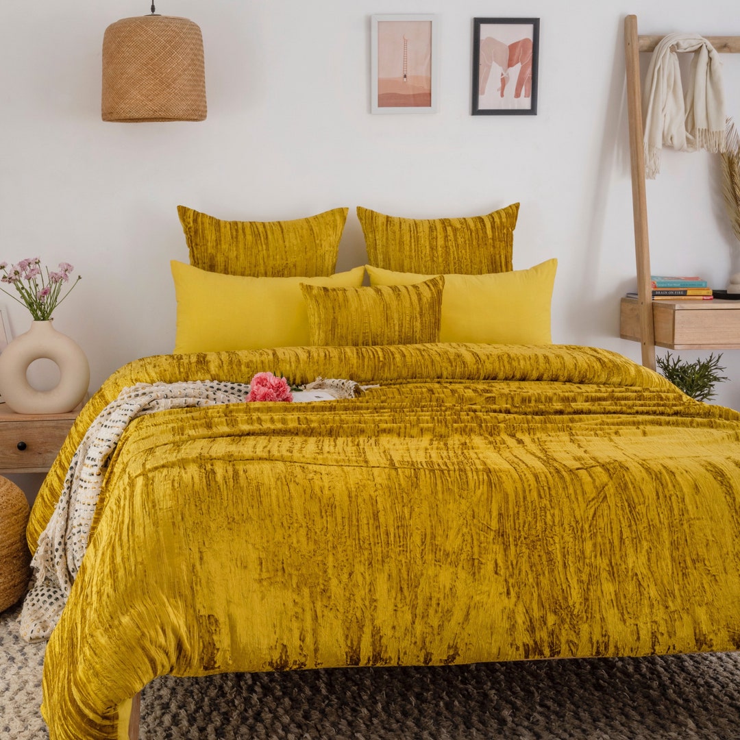 6 Pieces Set Luxury Crushed Velvet Duvet Cover Boho Bedding Etsy