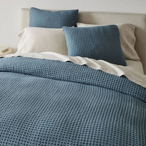 Natural Waffle Bedding Set Queen King Full Double Stonewashed Etsy