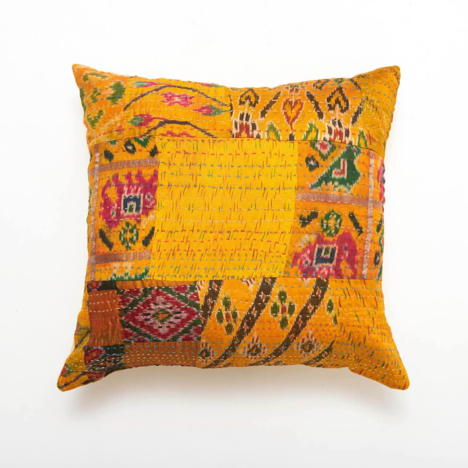 Set of 5 Pillow Kantha Pillow Covers Indian Patchwork Sari Etsy