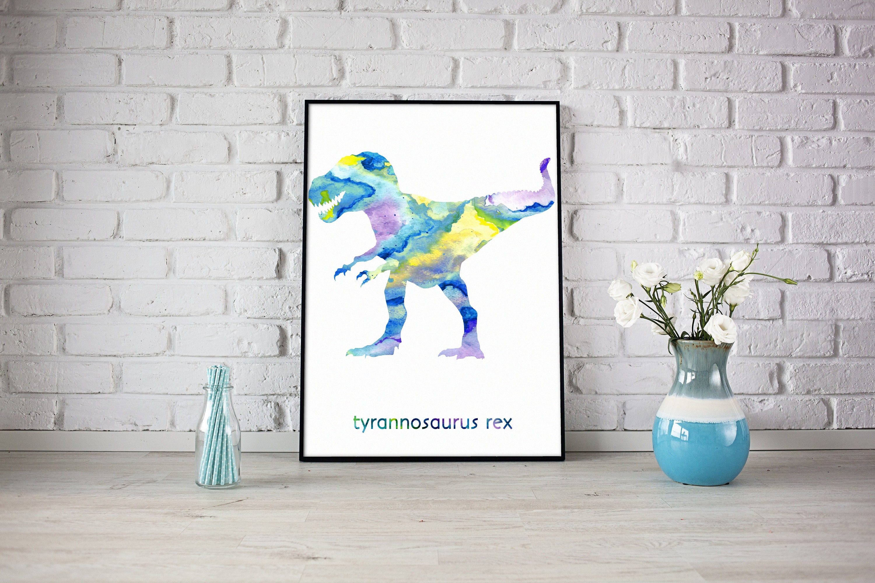 Dinosaur Decor Printable Wall Art Classroom Watercolor Painting Print ...