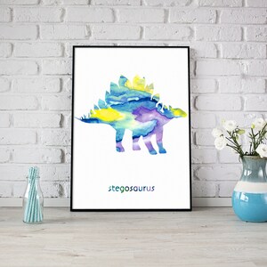 Dinosaur Printable Wall Art, Rainbow Dinosaur Print, Instant Download ...