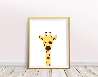 Giraffe Jungle Safari Nursery Wall Art Decor Prints Animal Painting Digital Download
