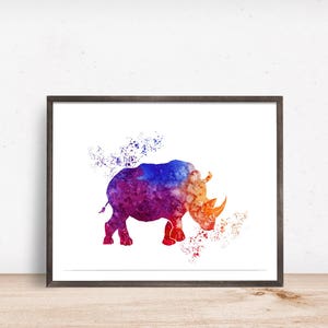 Watercolor Rhino Print Jungle Nursery Decor Safari Wall Art Prints