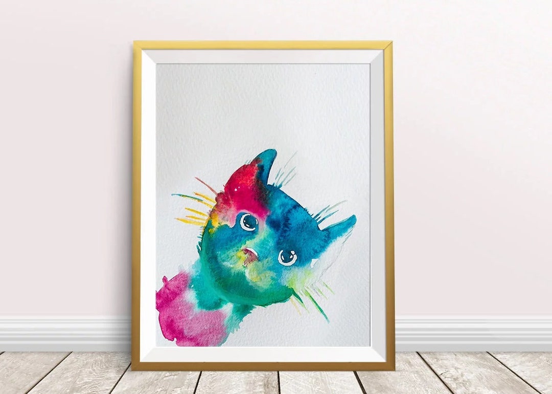 Cat Watercolor Painting Digital Download Wall Art Print Fur Mama Lover ...