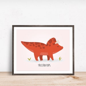 Triceratops Dinosaur Decor Printable Wall Art Classroom Watercolor Painting Print Nursery Clipart Instant Digital Download Prints