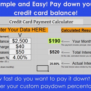 Pay Down Kreditkarte, Zahlungsrechner, Tabellenherunterladen, Kapitalreduzieren, Zinsen senken