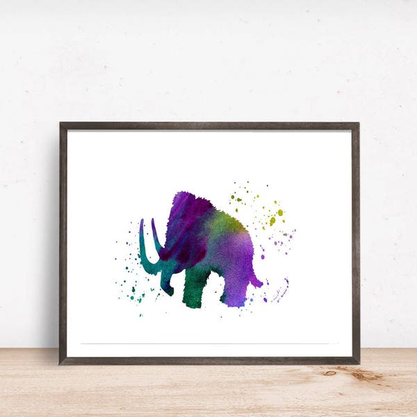 Woolly Mammoth Decor Printable Wall Art Classroom Ice Age Watercolor Painting Print Nursery Clipart Instant Digital Download