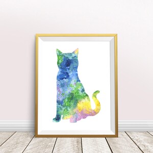 Cat Watercolor Painting Digital Download Wall Art Print Fur Mama Lover Clipart