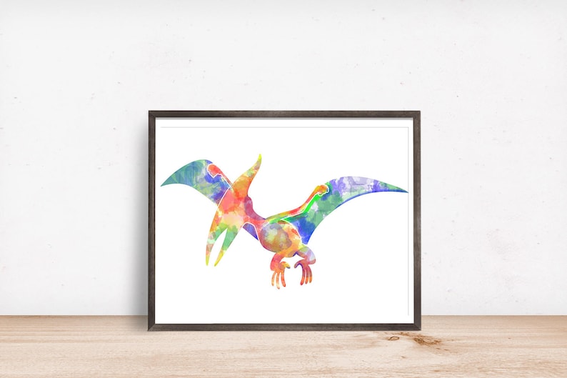 Pterodactyl Dinosaur Decor Printable Wall Art Classroom Watercolor