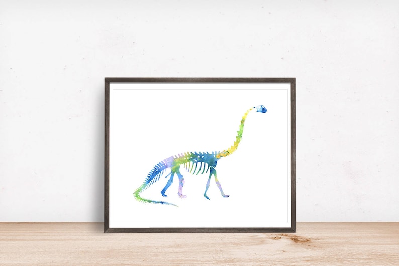 Dinosaur Skeleton Decor Printable Wall Art Classroom Fossil Watercolor ...
