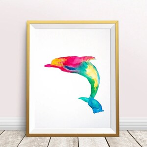 Aquarell Delphin Malerei Dekor Druck Ozean Küsten Maritimes Strand tropischen Wand Kunst Digital sofortigen Download