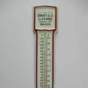 Vintage Montana Community Oil Reserve Thermometer, Gas Station Advertising, Metal