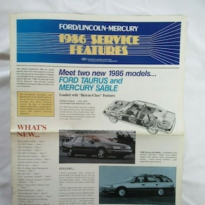 1986 Ford Lincoln Mercury Car Truck Service Features Booklet, Sales, Advertising, Dealer Catalog, Vintage