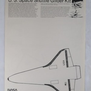 Vintage NASA US Space Shuttle Orbiter Paper Glider, 1:200 Scale, Ephemera