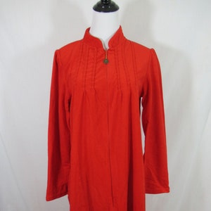 Vintage 70s Red Velour Robe, Women Size M, Velvety