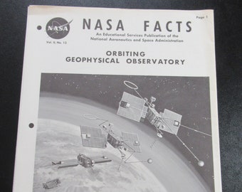 NASA Facts Orbiting Geophysical Observatory Poster/Brochure, 1965, Vintage Space