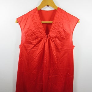 Vintage JCPenney Red Satin Sleeveless Nightgown, Women Size Small, Nylon