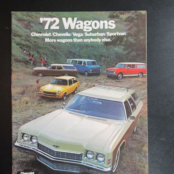 1972 Chevrolet Wagons Brochure Chevelle Vega Suburban, Vintage Chevy Advertising