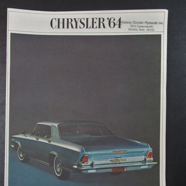 1964 Chrysler Book Type Sales Brochure, New Yorker, 300, Newport, Vintage Advertising, Dealer, Auto Prospekt