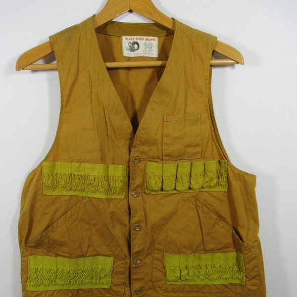Vintage Black Sheep Brand Men's Adult Small Hunting Vest, Sleeveless Game Jacket, Shooting Vest