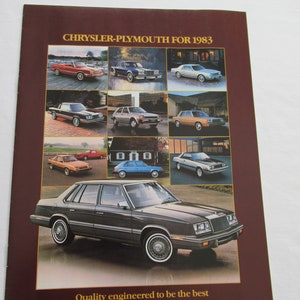 1983 Chrysler Plymouth Dealer Sales Brochure, Vintage, Auto Prospekt