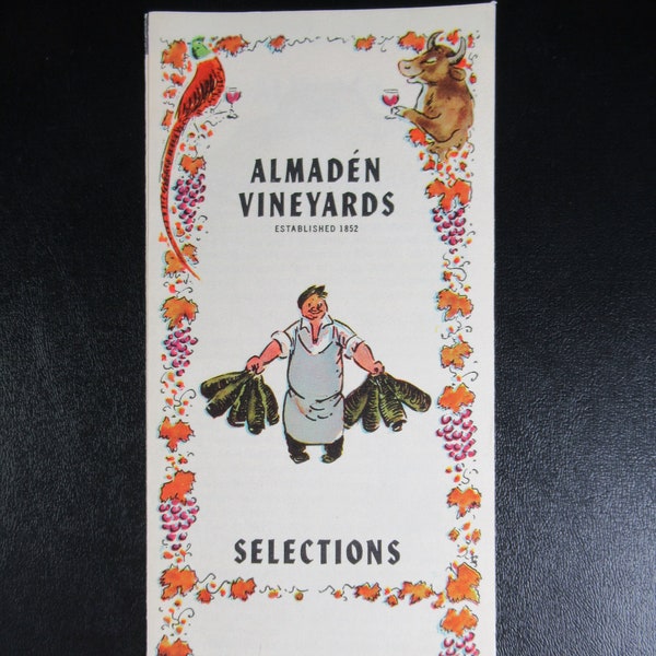 Vintage Almaden Vineyards Wine Selections Brochure, Advertising