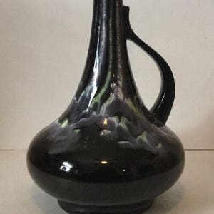 Royal Haeger Vase, Black Mid Century, Ewer, Drip Glaze, Vintage, USA, Large