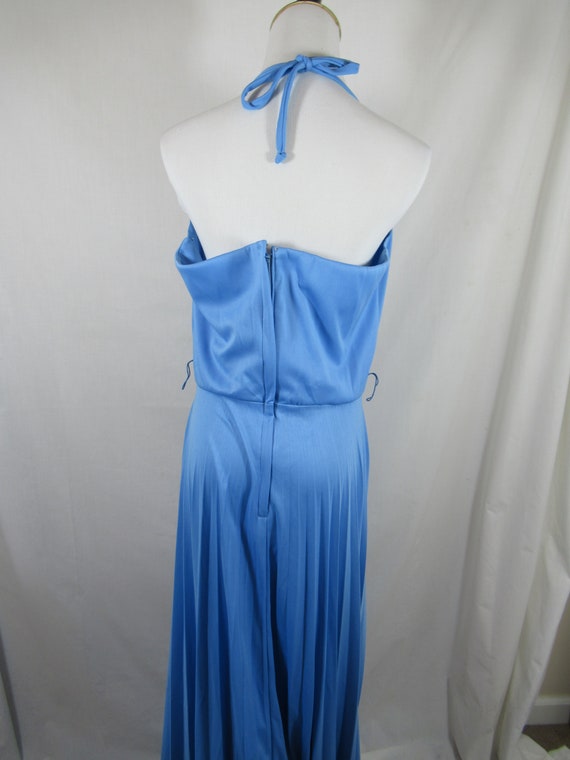 Vintage 70s Toni Todd Blue Sleeveless Halter Plea… - image 4