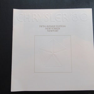 1980 Chrysler Dealer Sales Brochure New Yorker, Fifth Avenue, Newport, Vintage, Auto Prospekt