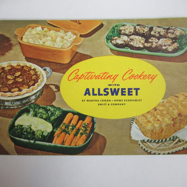 1950s Allsweet Oleo Margarine Recipe Booklet, Vintage Advertising Cookbook, Martha Logan