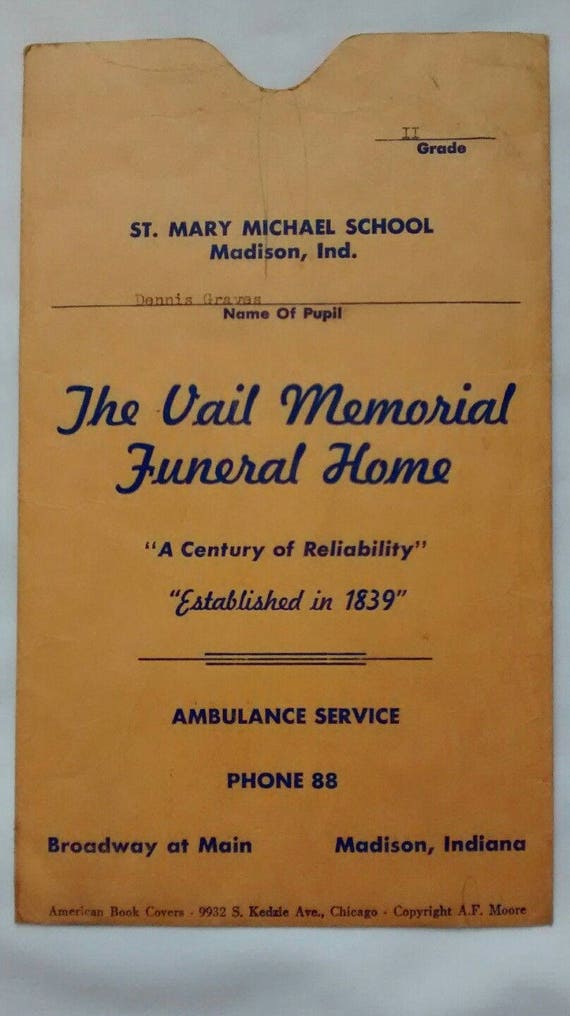 Vintage Vail Memorial Funeral Home Advertising Envelopes Etsy