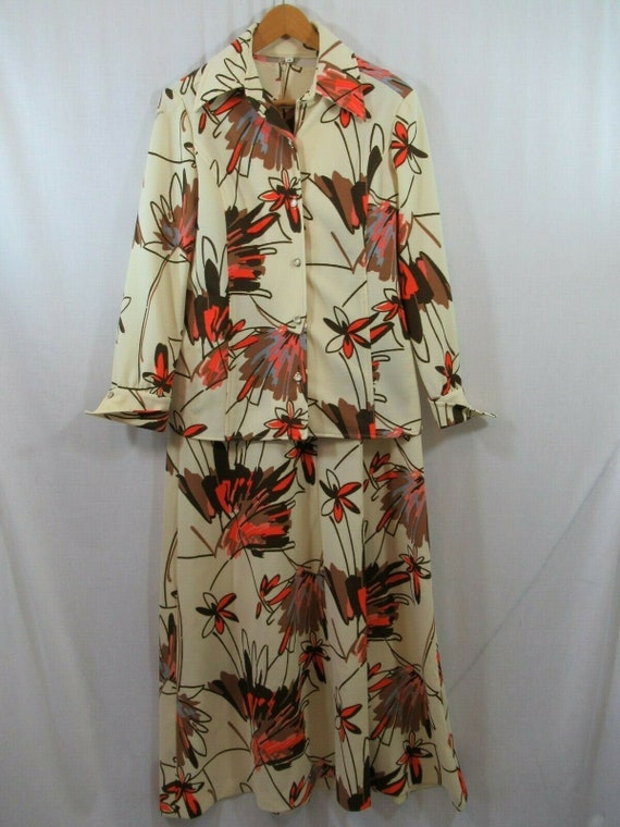 Vintage 70s Alex Garay Polyester Dress Set, Jacket