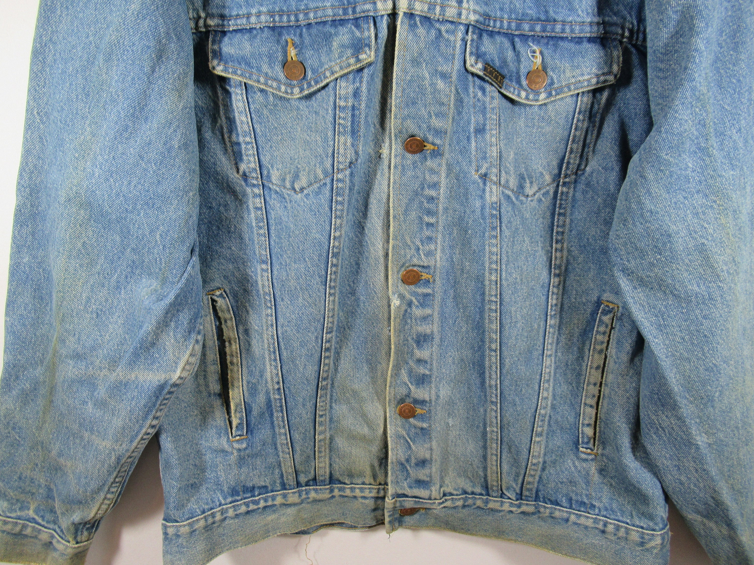 Vintage 70s Sears Roebucks Western Wear Distressed Denim Jacket