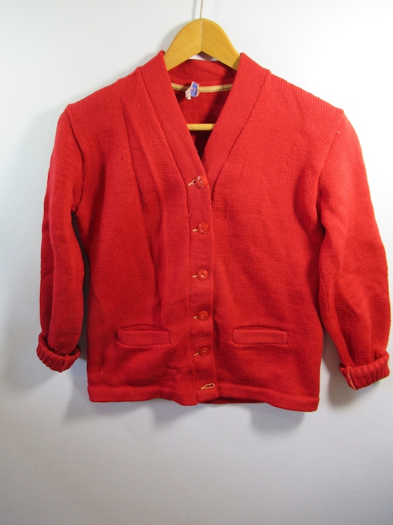 Vintage 40s JCPenney Cherry Lane Wool Cardigan Le… - image 1