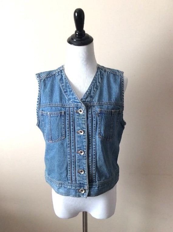 80s Levi's Denim Patch Vest - Men's Large, Women's XL